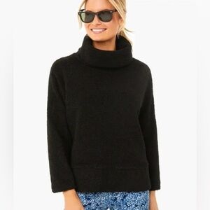 Tuckernuck Rollins Funnel Neck Pullover Black Teddy Fleece Sherpa